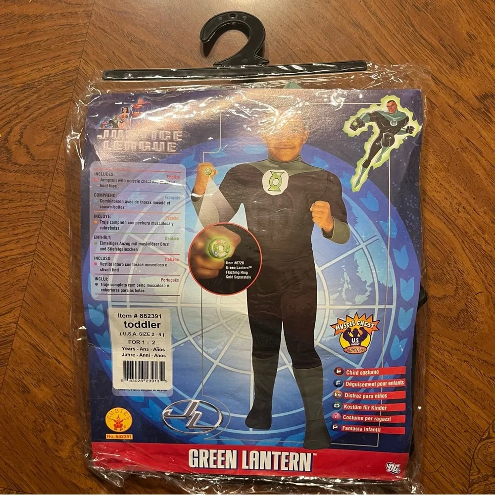 Rubie’s Green Lantern Black Muscle Chest Dress Up Set Costume Size Toddler 2T